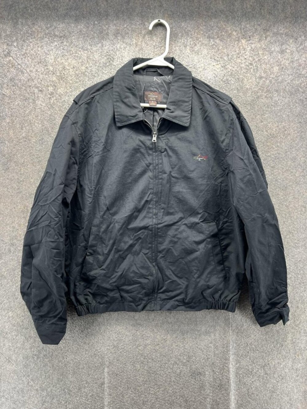 Greg Norman Jacket Mens Small Black Full Zip Golf Windbreaker Shark Logo Lined